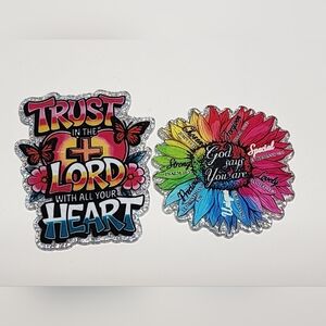 Acrylic Flatback God Says Christian Badge Clip Beaded‎ Pen Keychain Bag Clip